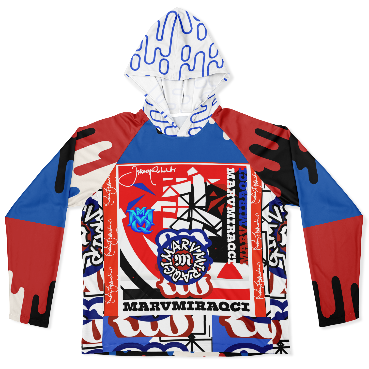 Men's Long Sleeve Hooded Performance Shirt - AOP