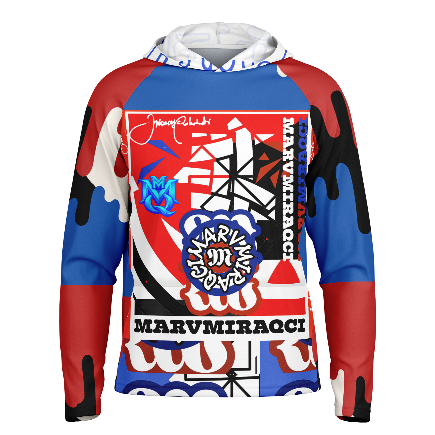 Men's Long Sleeve Hooded Performance Shirt - AOP
