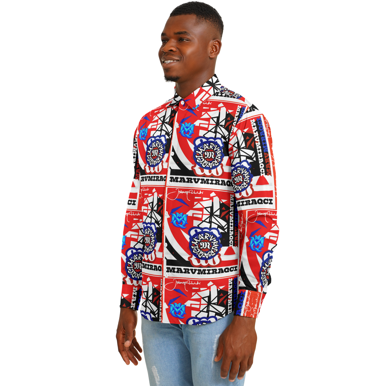 Long Sleeve Button Down Shirt - AOP 890